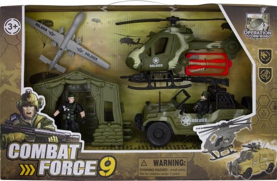 Einführung in das Spielset „Combat Force Army Military Base Camp“.