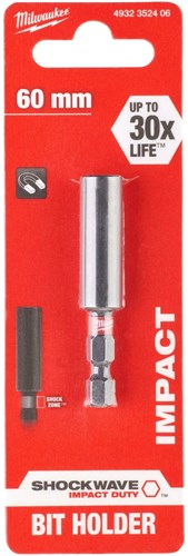 Milwaukee Zubehör Shockwave magnetischer Bithalter mit ¼-Sechskant-Aufnahme, 60 mm – 4932352406