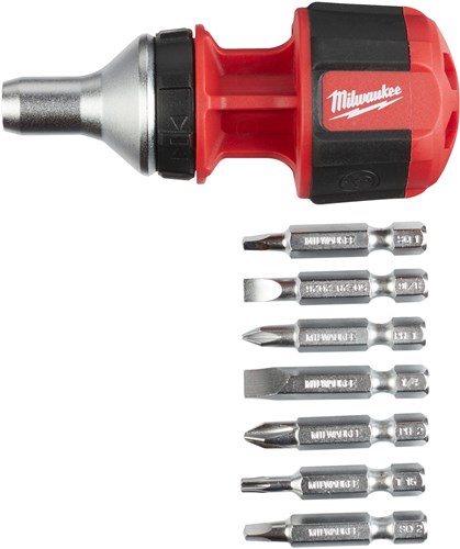 Milwaukee accessoires 8 in 1 compact ratcheting multi-bit schroevendraaier - 1pc - 4932471868