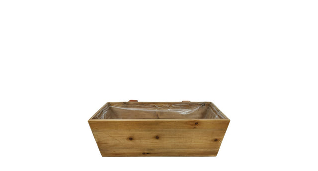 Planter hanging wood with plastic 38x13x14cm natural