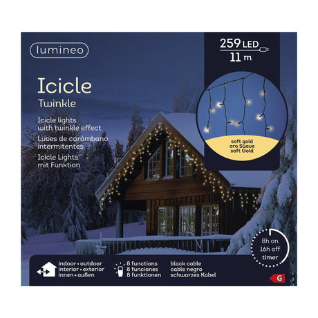 Kaemingk LED-Eiszapfenlichter mit 8 Funktionen, Funkeleffekt für den Außenbereich, L. 1100 cm