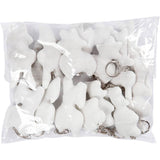 Creativ Company Textilfiguren mit Schlüsselanhänger, Größe 6-10 cm, weiß, 15 Stück 1 Box