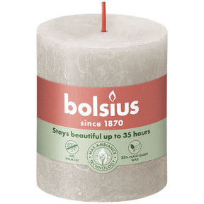 Bolsius Rustikale Stumpenkerze Sandgrau ø68x80 mm 30 Stunden (4 Stück)