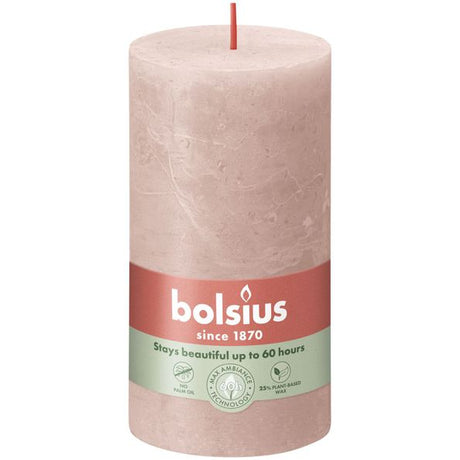 Bolsius rustikale Stumpenkerze Misty Pink ø68x130 mm 60 Stunden (4 Stück)