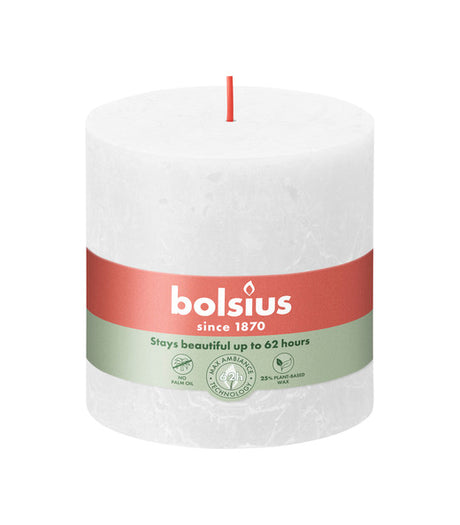 Bolsius Rustikale Stumpenkerze Wolkenweiß ø100x100 mm 62 Stunden (3 Stück)