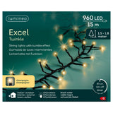 Lumineo Weihnachtsbeleuchtung Excel Twinkle 15 Meter 960 Lampen Champagner für drinnen und draußen