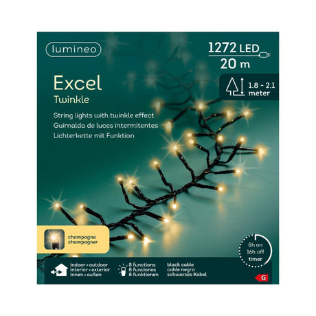 Lumineo Weihnachtsbeleuchtung Excel Twinkle 20 Meter 1272 Lampen Champagner