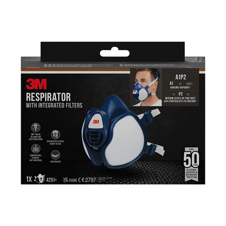 3m mondmasker met geïntegreerde filters, herbruikbaar, biedt a1p2 ademhalingsbescherming