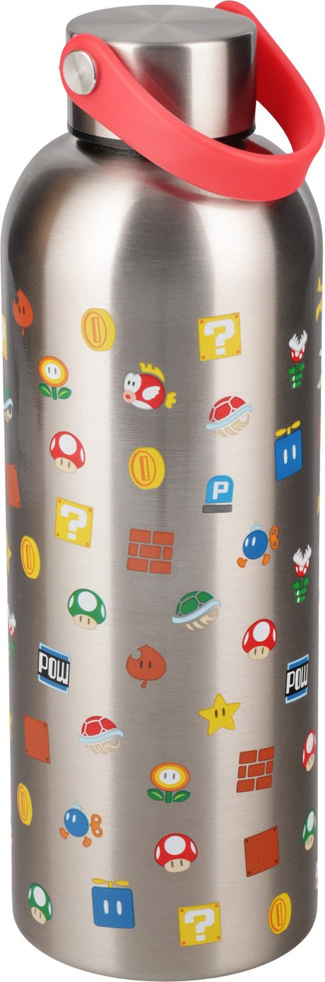 Paladone Super Mario Metalltrinkflasche mit Trageschlaufe – Edelstahlflasche 500 ml –