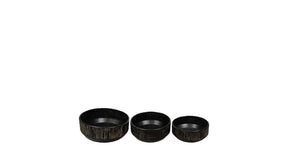 Planter metal ø38x14.5cm set van 3 black white-wash