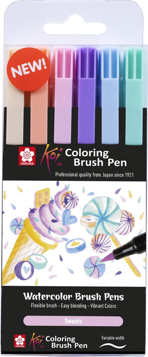 Sakura Koi Malpinselstift-Set Süßigkeiten, 6 Farben
