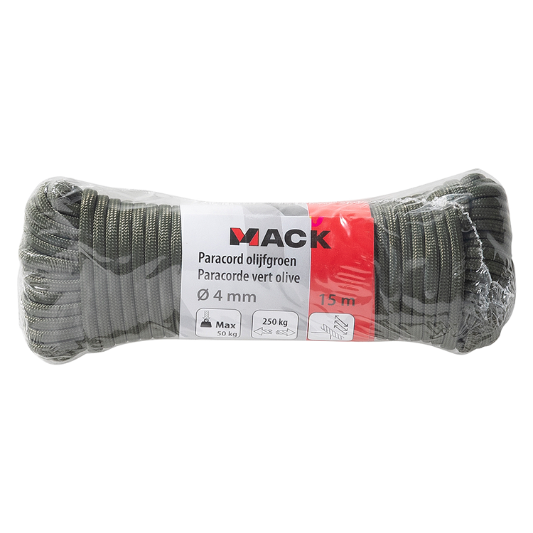 Mack 1072110 - paracord olijfgroen 4mm 15m | 5 stuks