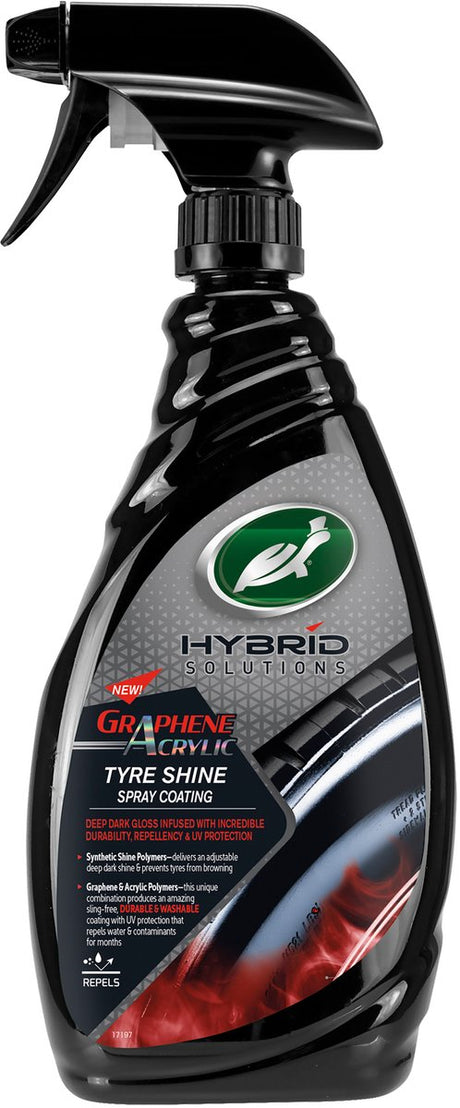 Turtle Wax HS Reifenglanz – macht Reifen schwarz – bringt Reifen zum Glänzen – Reifengel auf Acrylbasis – in Sprühflasche – einfach zu verwenden – 680 ml
