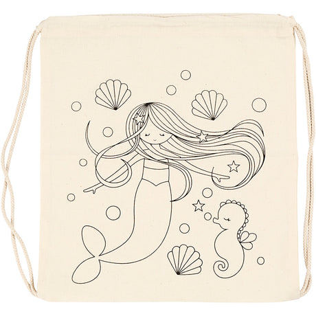 Creativ Company Rucksack, Meerjungfrau, Größe 37x41 cm, 110 g, hell natur, 1 Stück