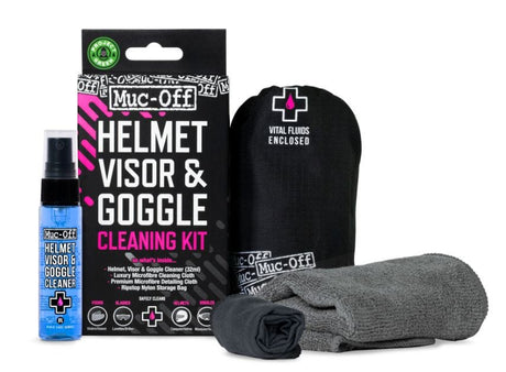 Muc-off schoonmaakdoekjes schoonmaak set helm vizier spray microdoek