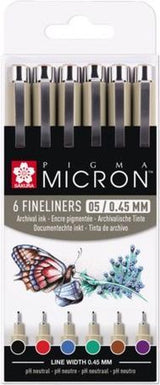 Sakura Pigma Micron 05 Federmäppchen mit 6 Grundfarben