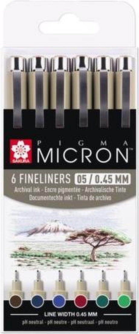 Sakura Pigma Micron 05 Federmäppchen mit 6 Erdfarben