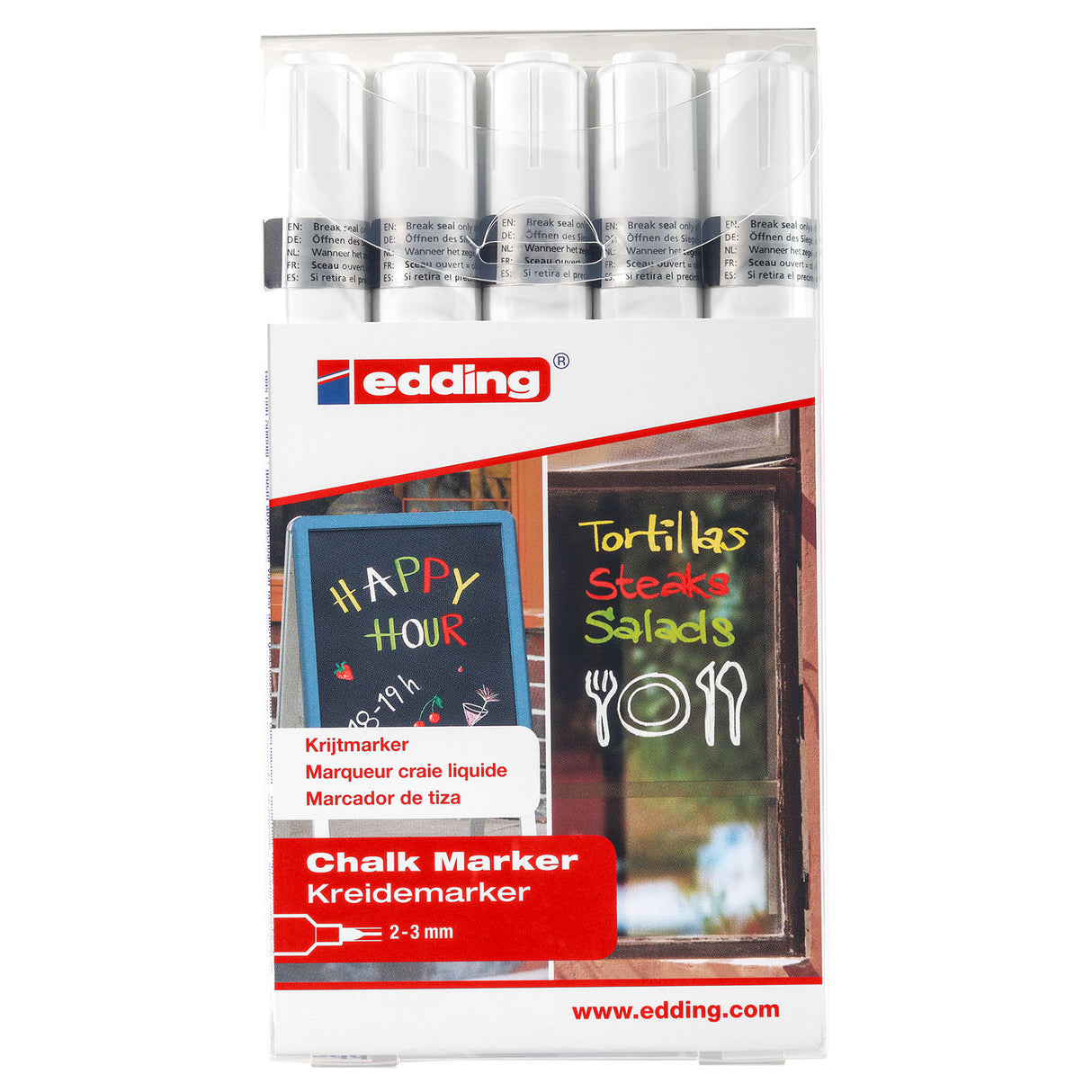 Edding 4095 • Kreidemarker 2-3mm sortiert weiß 5St