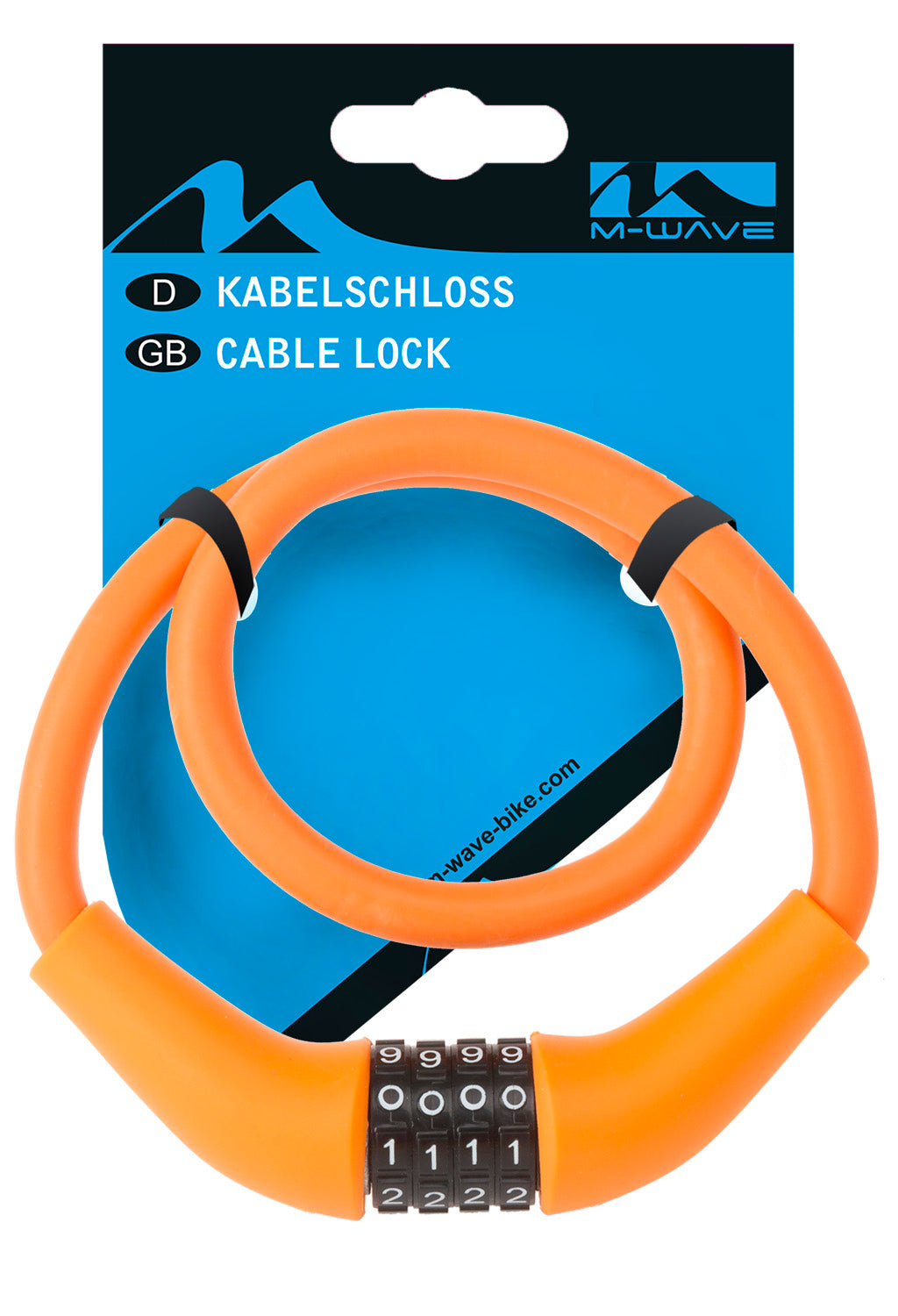 M-Wave-Kabel-Zahlenschloss Silikon 900 x 12 mm – Orange