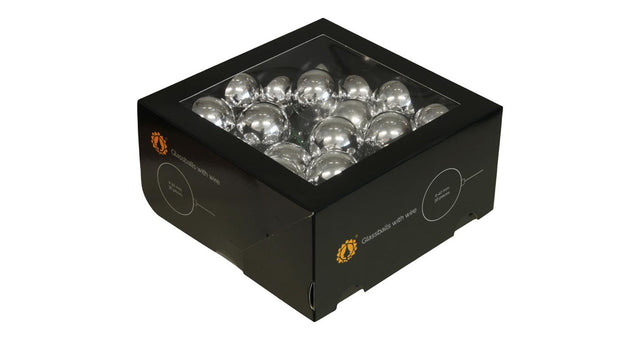 W b. 36 glassballs wire silver shiny 40 mm