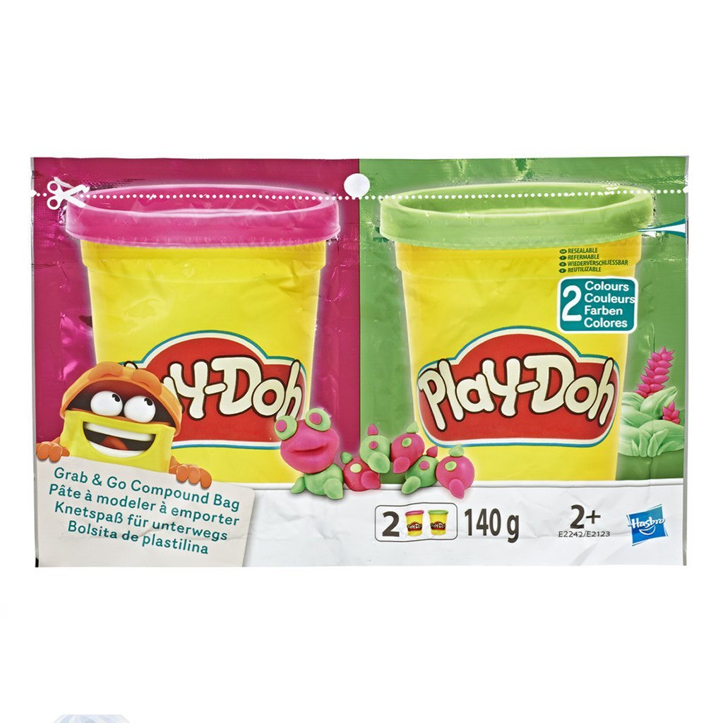 Play-Doh-Grab-and-Go-Beutel + Ton in 2 Farben