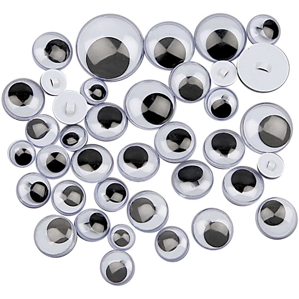 Creativ Company Kulleraugen, zum Aufnähen, zum Aufnähen, D 8-20 mm, 250 div. 1 Box