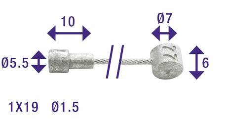 Shimano REM Binnenkabel 2350mm stainless steel slick Ø1.5mm V-nipple and t-nipple (on map)