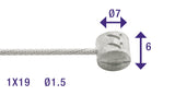 Elvedes Rem Binnenkabel 2250mm rustfrit stål Ø1.5mm T-Nippel (på kort)