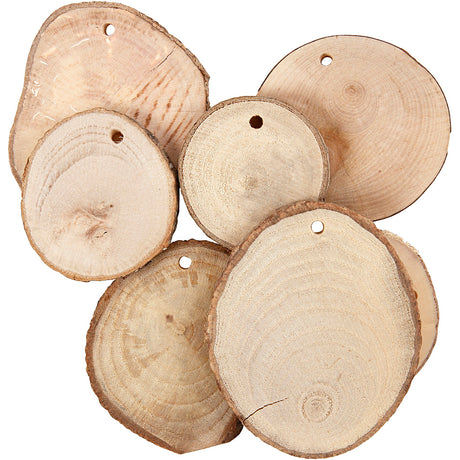 Creativ Company Holzscheiben mit Loch, D 40-70 mm, Lochgröße 4 mm, Stärke 5 mm, ca. 250 gr, 25 Stück 1 Karton