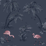 Cubos de pared holandeses Papel de pared holandés Flamingo Gasolina azul