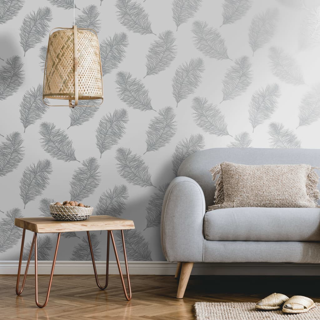 Holländska väggtäckningar holländska wallcoverings tapet fawning fjäder ljusgrå