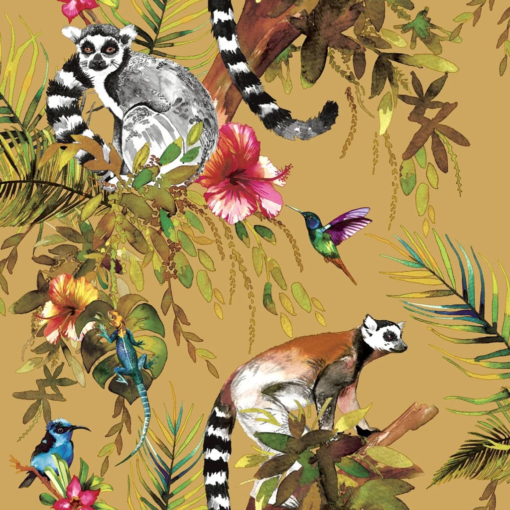 Niederländische Wandverkleidung Wallpaper Lemur Oker