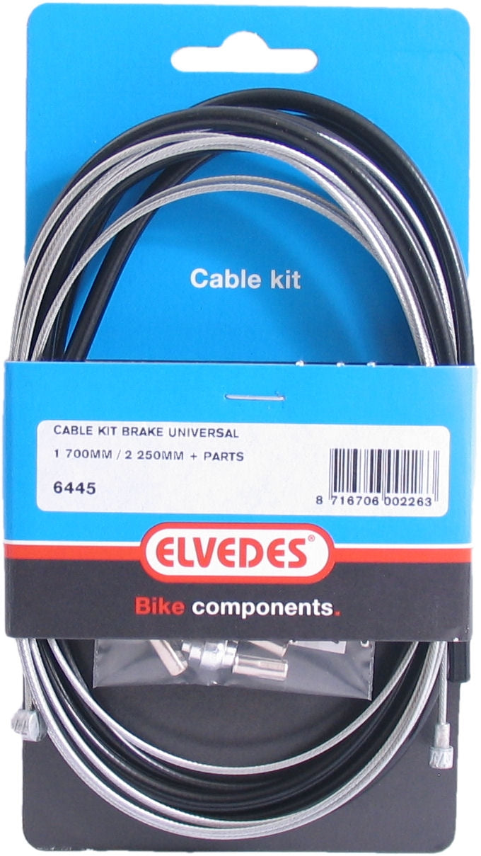 Elvedes Universal Brake Cable Kit 1700mm 2250mm Galvaniseret sort (på kort)