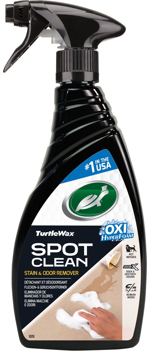 Turtle Wax Spot Clean – entfernt Flecken und Gerüche in Sekunden – frischt Teppichtextilien auf – entfernt hartnäckigste Flecken ohne Bürste – frei von Treibmitteln – hinterlässt einen frischen Duft – 500 ml