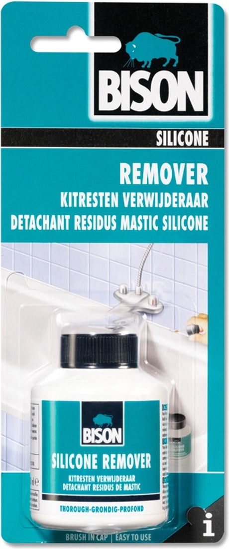 Bison Silikon-Dichtstoff-Rückstand-Entferner, Glas 100 ml, Dichtstoff-Rückstände gründlich entfernen, sicher in der Anwendung, einfach zu verwenden, zum Entfernen von Dichtstoff-Rückständen