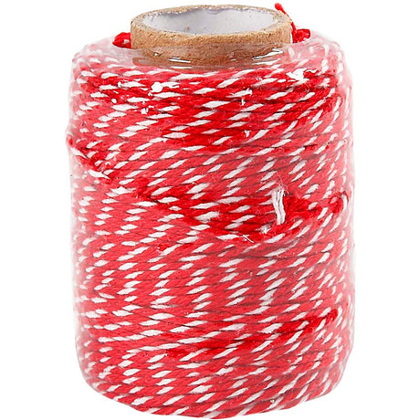 Kreativfirma Baumwollkabel Rot Weiß, 50 m