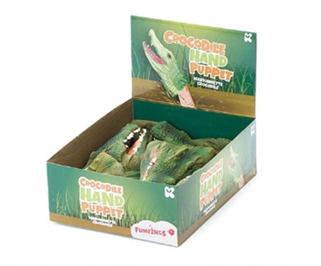Handpop rubber krokodil. 12cm. 3+
