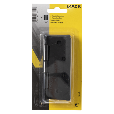 Mack 1071172 - 2 zware scharnieren zwart h 100 x b 75 mm | 5 stuks