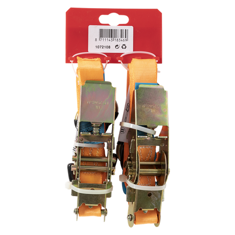 Mack 1072108 - 2 spangordels pe, ratelspanner25mm-4m max 500kg 2d,2 s haken | 5 stuks