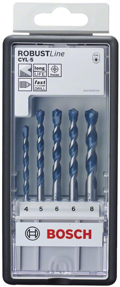 Bosch - 5-teiliges Betonbohrset Robust Line CYL-5 4; 5; 6; 6; 8mm