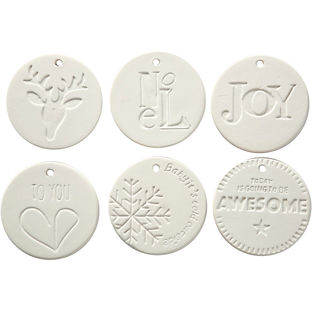 Creativ Company Ornamente zum Aufhängen, Größe 7x7 cm, Stärke 0,6 cm, weiß, 24 Stück 1 Box