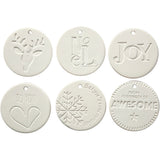 Creativ Company Ornamente zum Aufhängen, Größe 7x7 cm, Stärke 0,6 cm, weiß, 6 Stück 1 Box