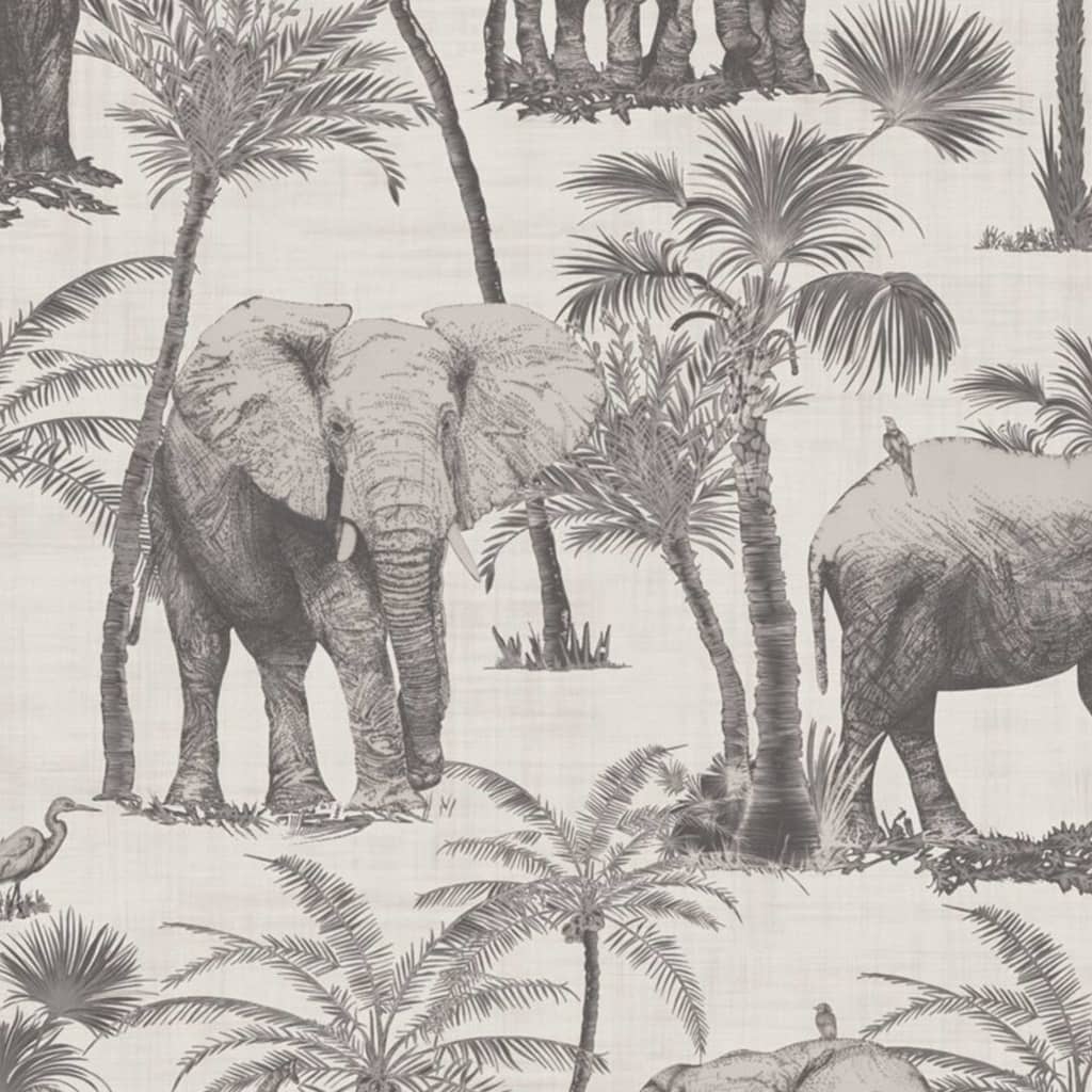 Hollandske Wallcoverings Dutch Wallcoverings Tapet Elephant Elephant Grove Charcoal Farvet