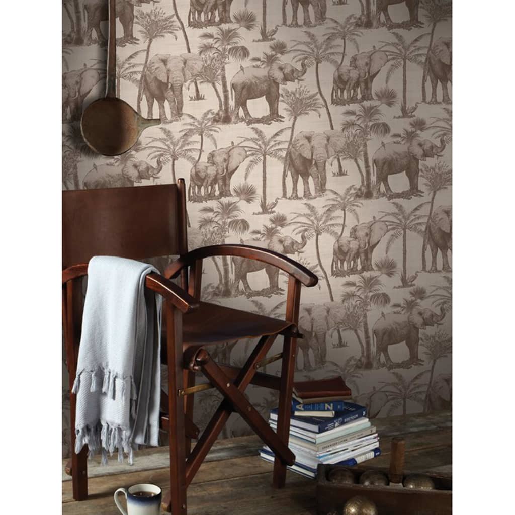 Hollandske Wallcoverings Dutch Wallcoverings Tapet Elephant Elephant Grove Charcoal Farvet