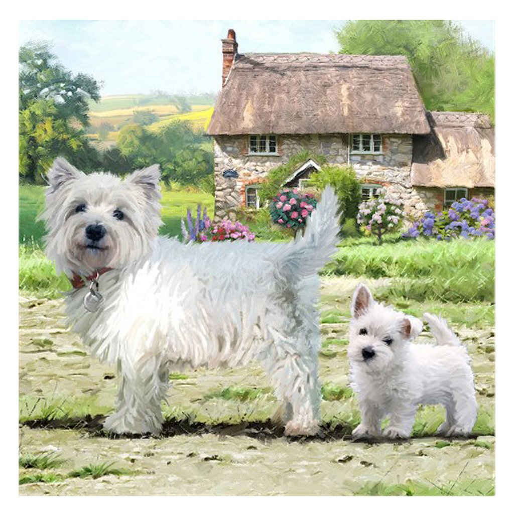 Craft Buddy Craft Buddy Crystal Art Carte West Highland Terriers 18x18 cm