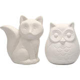 Creativ Company Tier-Spardose, Eule und Fuchs, H: 9 cm, weiß, 2 Stück 1 Box