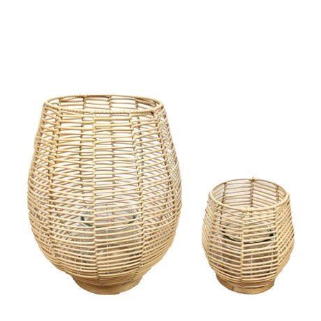 Dijk natural collections lantaarn rattan ã˜32x39cm set van 2 white wash