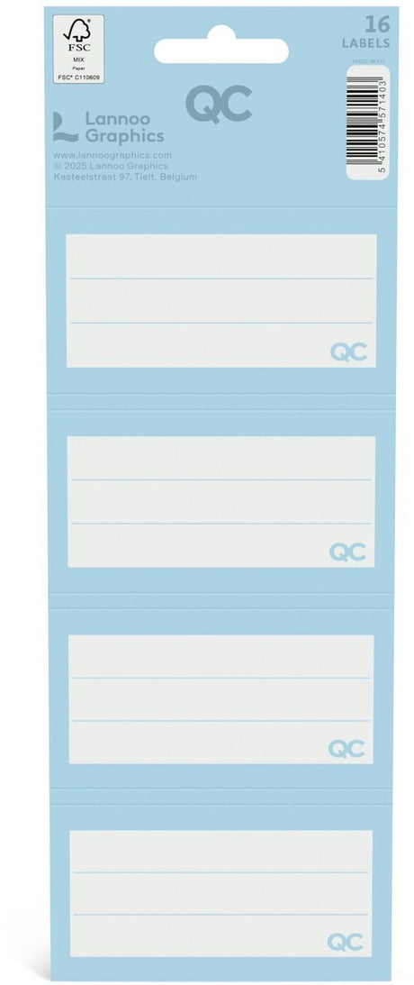 Qc Color selbstklebende Schuletiketten blau – Set mit 16 Stück