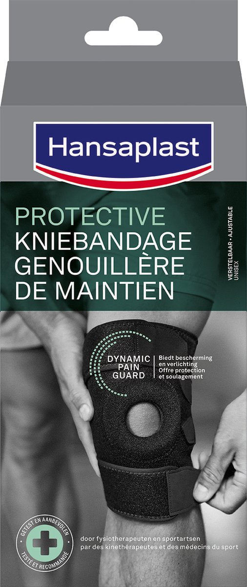 Hansaplast schützende Sport-Kniebandage - Kniebandage - Knieorthese - Kniebandage - Kniebandage - verstellbar - Schwarz - 1 Stück