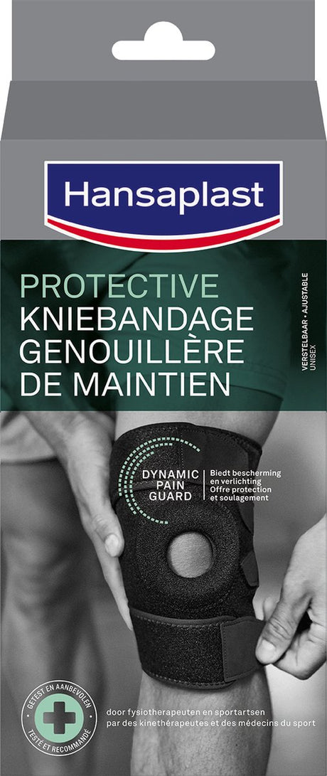 Hansaplast schützende Sport-Kniebandage - Kniebandage - Knieorthese - Kniebandage - Kniebandage - verstellbar - Schwarz - 1 Stück